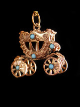 Antique rose Gold Victorian carriage pendant - 9kt Gold charm necklace -... - $2,100.00