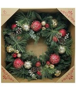 CG Hunter Holiday 30&quot; Wreath Decorated w Pine Cones Red Gold Ornament Gr... - $30.00
