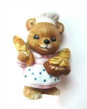 Vintage Homco Mini Baker Bear Holding Loaves of Bread Figurine No. 8820 - $7.99