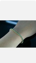 8Ct Round Simulated Green Emerald Tennis Bracelet  14K Yellow Gold Plated - $210.37