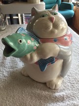 Fitz & Floyd Pastel Pitcher - 1987 Cat / Fish FF 1.5 Quart - $53.95
