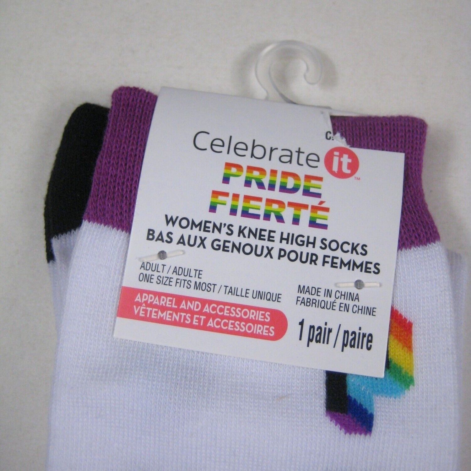 Celebrate It Women's Adult Pride Message Knee High Socks - Black - L Each