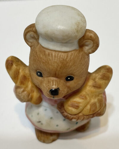Primary image for Vintage Homco Career Baker Miniature Porcelain Teddy Bear Figure 2 in