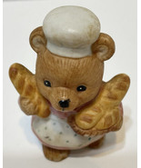 Vintage Homco Career Baker Miniature Porcelain Teddy Bear Figure 2 in - $10.62