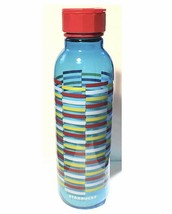 Starbucks Water Bottle Summer Aqua Blue Striped Bottle 18 fl oz Travel Camping - $14.25