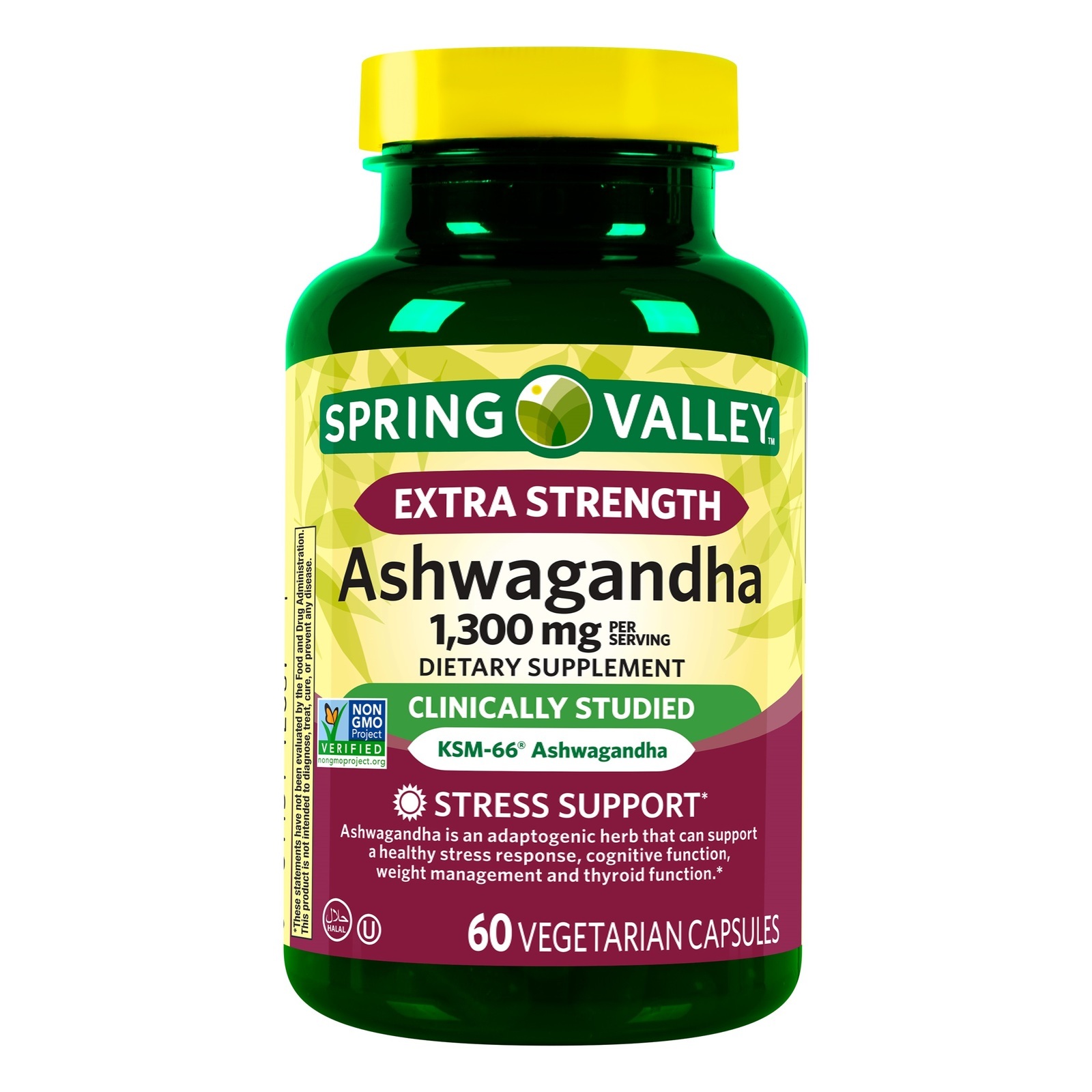Spring Valley Extra Strength Ashwagandha, 1300 mg, 60 Vegetarian Capsules - $26.89