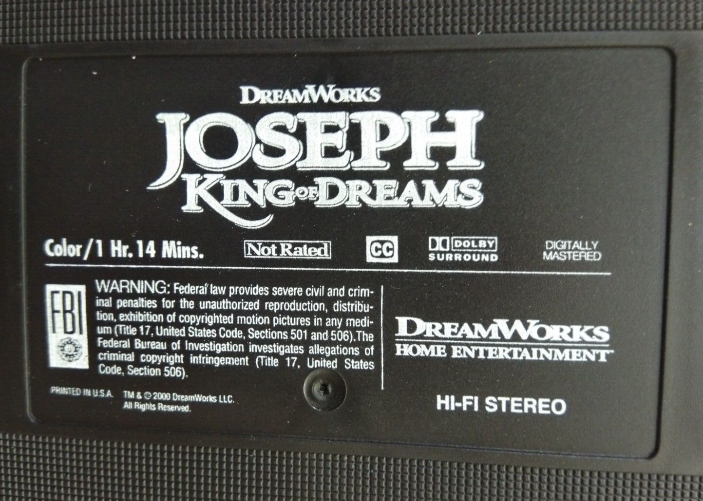 VHS Joseph King of Dreams (VHS, 2000, and similar items