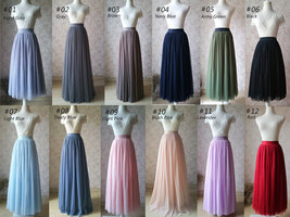 Blush Pink Long Tulle Skirt High Waisted Plus Size Long Tulle Tutu Blush Skirt image 4