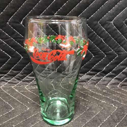 Vintage COCA-COLA Christmas Glasses, Holiday Pine Tree Tumblers