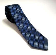 Van Heusen Silk Mens Necktie Striped Plaid Blue - $7.99