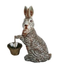 Department 56 ceramic bunny figurine holding wire easter egg basket - $24.99