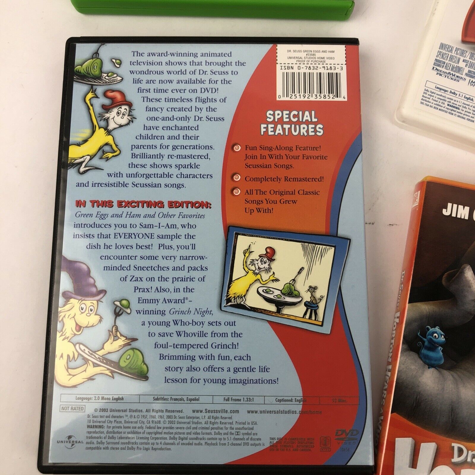 4 x Dr. Seuss DVD Movie Lot -Green Eggs and Ham, Cat in the Hat, The ...