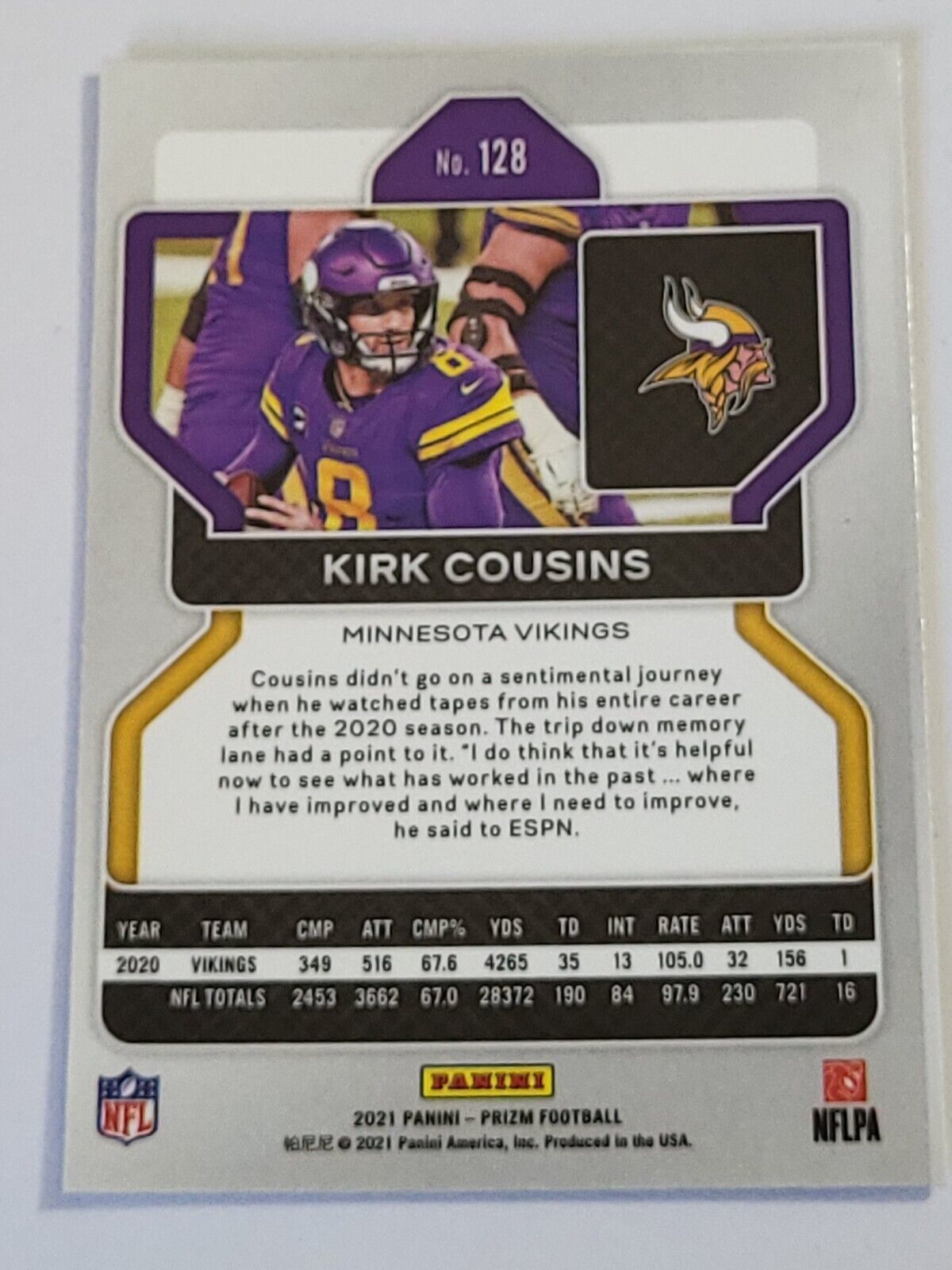 2021 Panini Prizm Draft Picks Kirk Cousins #22 MT