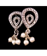 Vintage signed sterling Snake Earrings - genuine pearl -  Egyptian godde... - $125.00