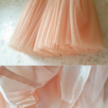 Peach Bachelorette Tulle Midi Skirt Pockets A Line Plus Size Party Tulle Skirt image 5