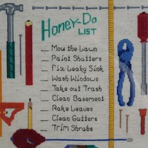 Honey-Do List Completed Cross Stitch Framed Tools Lawn Sink Trash Basement Paint - $29.03