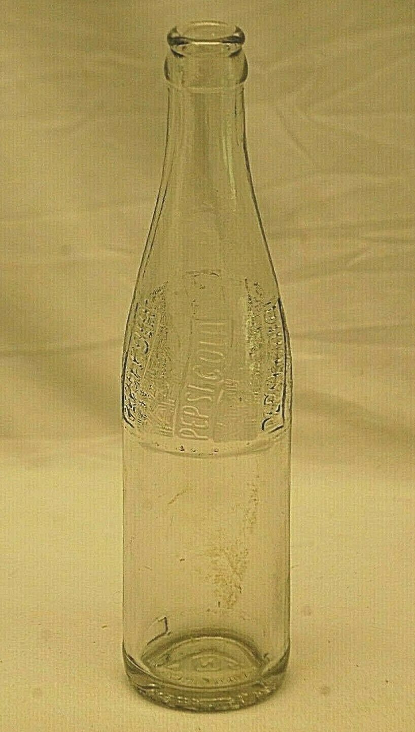 VINTAGE 1970s PEPSI COLA 1 LITER SWIRL GLASS RETURNABLE BOTTLE