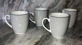 Royal Norfolk White Striped Stoneware Coffee Mugs Dinnerware Cups-Set Of 4-RARE - $59.28