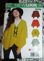 New Look A6475 Poncho Top Size S-L Sewing Pattern NEW - $13.36