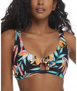 Body Glove BLACK MULTI Juniors&#39; Tropical Leaf Printed Scoop Bikini Top, ... - $43.84