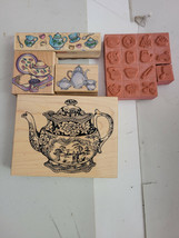 Lot of 5 Wood Scrapbook Stamps Tea Pot Cooking Hero Arts Crafts - $26.99