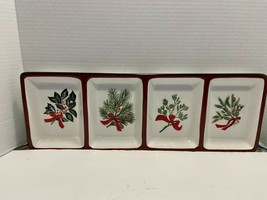 Christmas Pine Separated Divided Tray Platter Oneida Winter Decor Snack Tray - $8.42