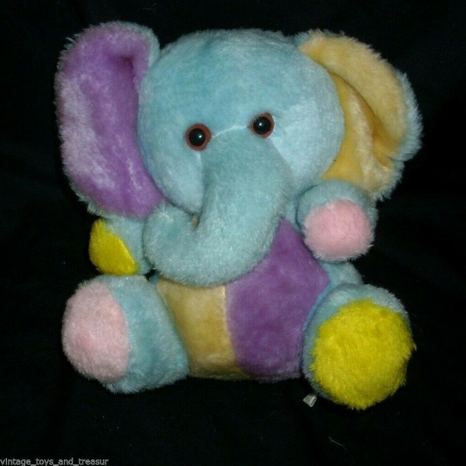 8" VINTAGE PARADIES COLLECTION BLUE PURPLE ELEPHANT STUFFED ANIMAL