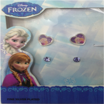Disney Girl&#39;s Frozen Fine Silver Plated Anna and Elsa Heart Pendant  Sil... - $14.96