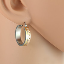 Tricolor Silver, Gold & Rose Tone Hoop Earrings- United Elegance - $23.99
