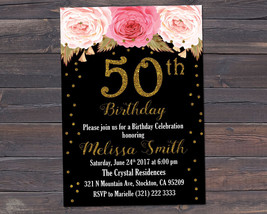 50th, 60th, 70th, 80th, Birthday Invitation, Floral Birthday Invitation ... - $7.99