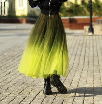 OLIVE GREEN Full Tulle Skirt Green Tie Dye Long Tulle Skirt High Waisted A Line  image 5