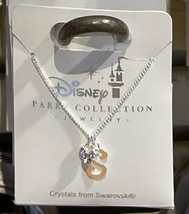 Disney Parks Mickey Mouse Faux Gem Icon Letter Initial S Necklace Silver Color