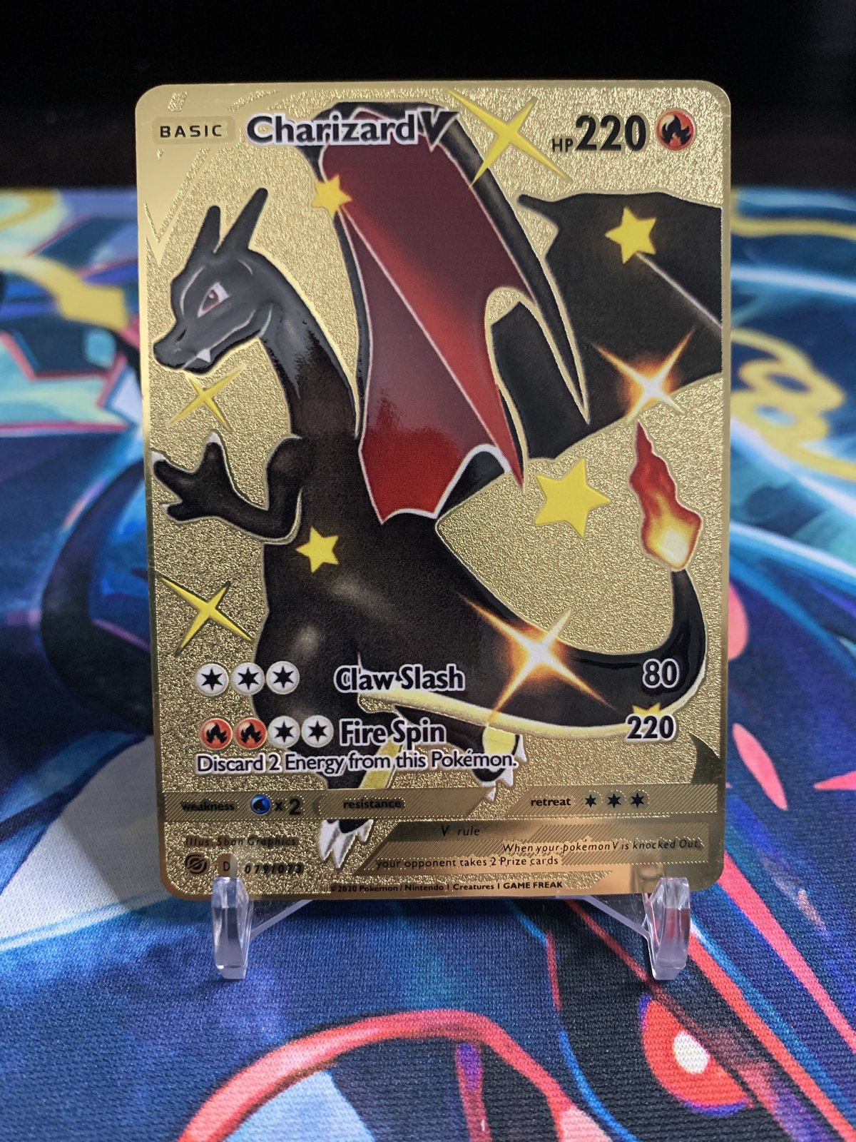 Shiny Charizard V Gold Metal Card (Custom) - Collectible Card Games