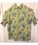 Vtg Mens BRUNO Italy Hawaiian Toucan Bird Hibiscus Rayon Shirt Sz L - $10.00