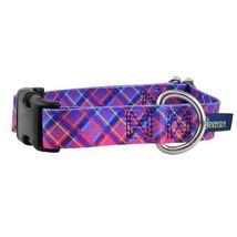 2Hounds Collar with Leash Large Neon Sunrise Pink Plaid NEW! image 1