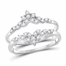 14kt White Gold Womens Round Diamond Fashion Wrap Ring Guard Enhancer 1/3 Cttw - $677.06
