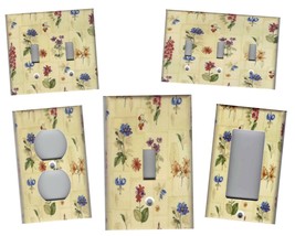 BOTANICAL FLOWERS on BEIGE Light Switch Plates and Outlets Home Decor - $7.20+