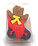 Department 56 Watkins Teddy Bear Stocking Puzzle Wooden Miniature - $9.99
