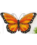 Monarch Butterfly Wall Plaque Suncatcher 24&quot; Wide Painted Stained Glass ... - $79.19
