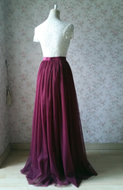 Burgundy Floor-length Tulle Skirt Outfit Bridesmaid Burgundy Tulle Skirt Plus image 4