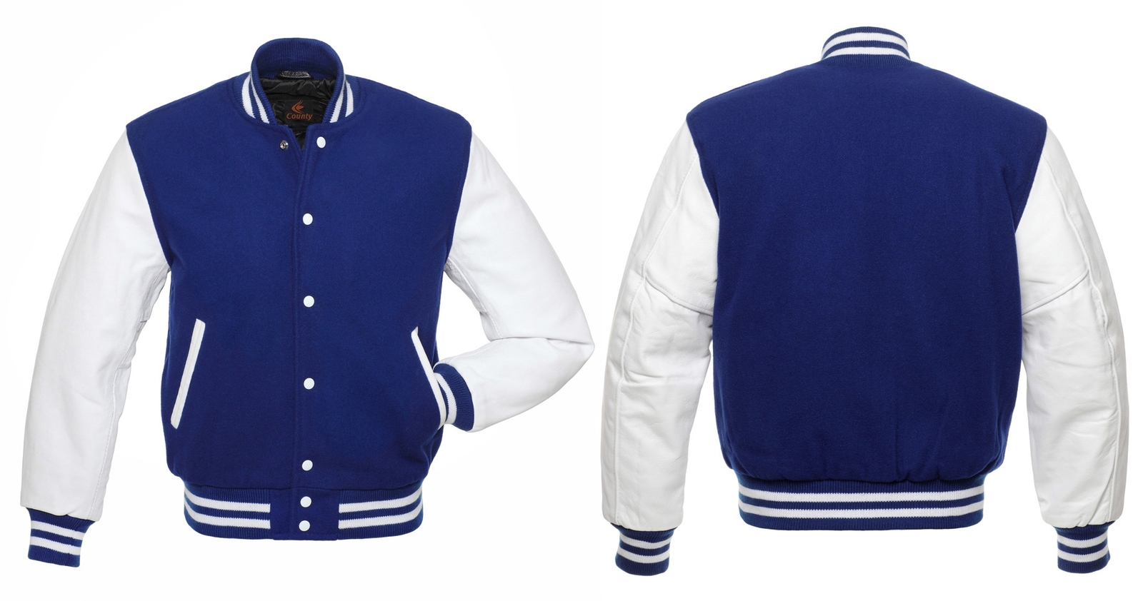 New Varisty Letterman Baseball Jacket Royal Blue Body White Leather ...