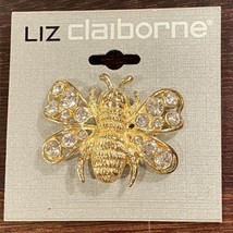 Liz Claiborne Bumble Bee Brooch Pin Gold Rhinestone Costume Jewelry Pin New - $19.79