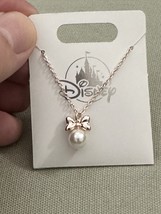 Disney Parks Minnie Mouse Faux Pearl Gold Color Necklace NEW