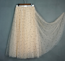 CHAMPAGNE Long Tulle Skirt Women Dotted Puffy Tulle Skirt Champagne Party Skirt image 7