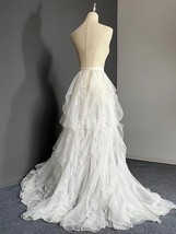 White Wedding Detachable Tulle Maxi Skirt Wedding Photo Long Tiered Tulle Skirt 