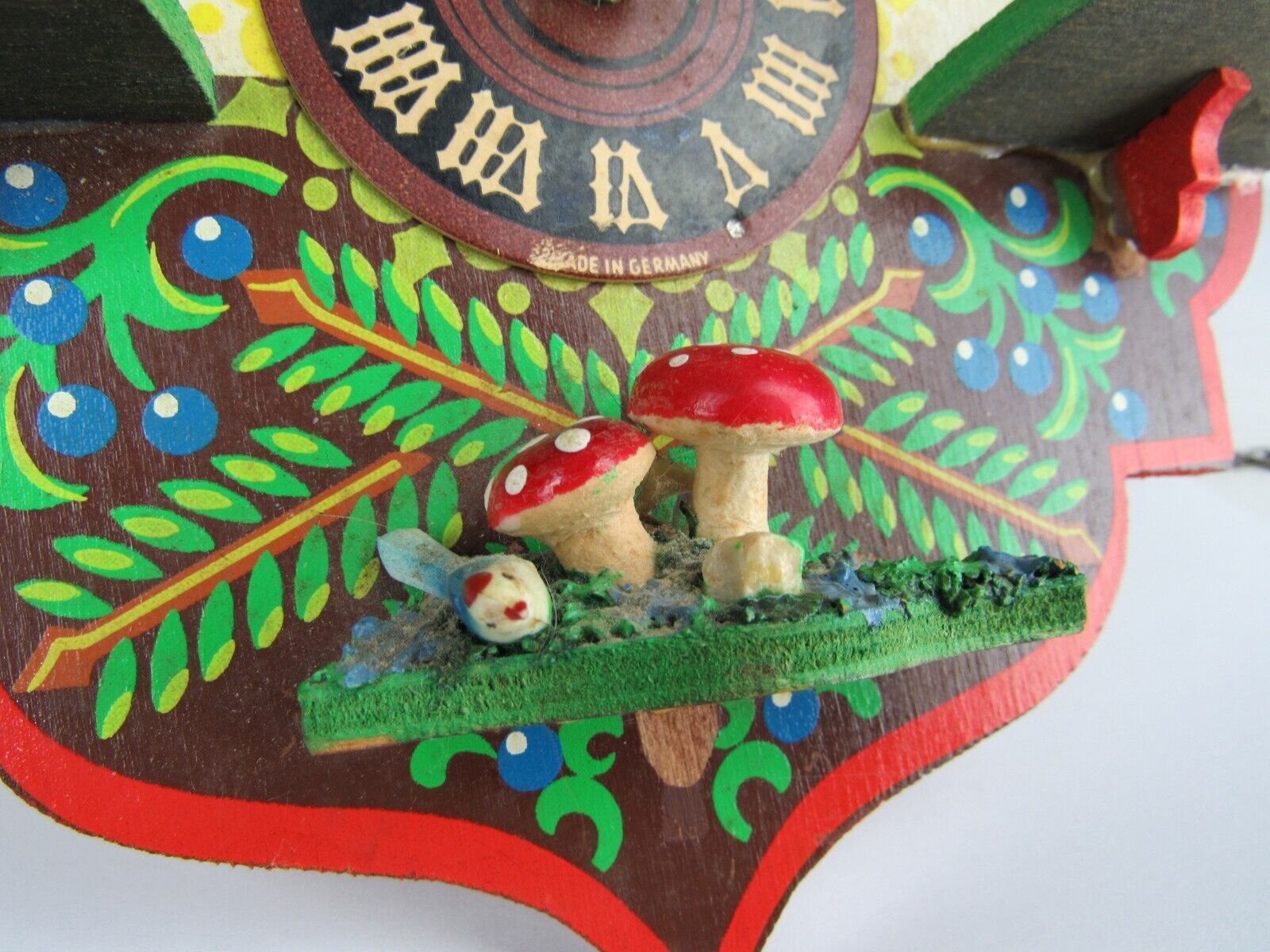 cuckoo clock vintage CHALET old Germany painted 1960's Cuckoo & Black