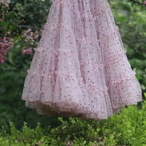 PINK Polka Dot Tulle Skirts Romantic Layered Polka Dot Tulle tutu Skirt Outfit  image 3