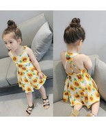 Baby Girls Summer Sunflower Print Sleeveless Backless Floral Dresses Out... - $11.99