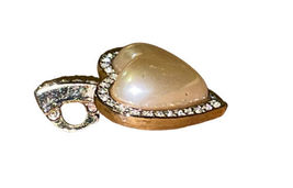 Vintage Carolee Signed Puffed Rhinestone Crystal Heart Gold Tone Bracelet Charm image 3