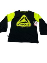 Reebok Graphic Tee Youth Boys Black Yellow L/S T Shirt Crew Neck XXL 18 - $17.40
